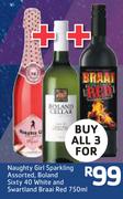 Naughty Girl Sparkling Assorted,Boland Sixty 40 White & Swartland Braai Red-3 x 750ml