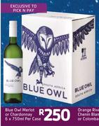 Blue Owl Merlot Or Chardonnay-6 x 750ml Per Case