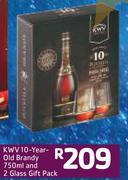 KWV 10-Year Old Brandy And 2 Glass Gift Pack-750ml