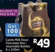 Castle Milk Stout Chocolate Non-Returnable Bottles-6x340ml