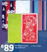 PnP Beach Towels Assorted 170x130Cm-Each
