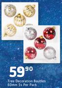 Tree Decoration Baubles 60mm-5nos Per Pack