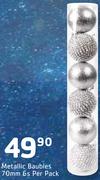 Metallic Baubles 70mm-6nos Per Pack
