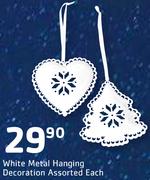 White Metal Hanging Decoration Assorted-Each