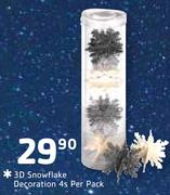 3D Snowflake Decoration-4nos Per Pack