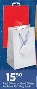 Red, Silver Or Gold Glitter Perfume Gift Bag-Each