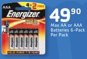 Max AA Or AAA Batteries 6 Pack-Per Pack