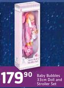 Baby Bubbles 33Cm Doll And Stroller Set