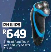 Philips 3 Head AquaTouch Wet And Dry Shaver AT750