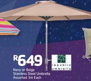 Navy Or Beige Stainless Steel Umbrella Assorted 3m-Each