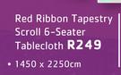 Red Ribbon Tapestry Scroll 6 Seater Tablecloth-1450 x 2250cm 