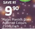 Alplas Plastics Glass Assorted Colours-250ml Each