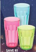 Alplas Plastics Glass Assorted Colours-250ml Each