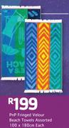 PnP Fringed Velour VBeach Towels Assorted-100 x 180cm Each