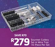 Gourmet 16 Piece Cutlery Set In Wire Tray-Per Set