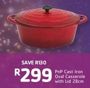 PnP Cast Iron Oval Casserole With Lid-28cm
