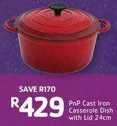 PnP Cast Iron Casserole Dish With Lid-24cm