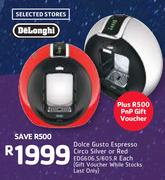DeLonghi Dolce Gusto Espresso Circo Silver Or Red EDG606.S/605.R-Each