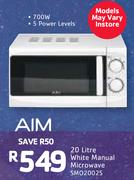 AIM 20ltr 700W White Manual Microwave SMO2002S