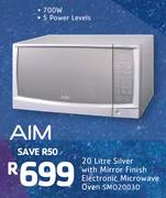 AIM 20ltr 700W Silver With Mirror Finish Electronic Microwave Oven SMO2003D