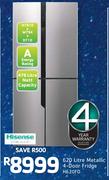Hisense 620ltr Metallic 4-Door Fridge H620FD