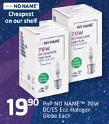 PnP No Name 70W BC/ES Eco Halogen Globe-Each