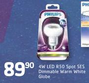 Philips 4W LED R50 Spot SES Dimmable Warm White Globe
