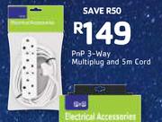 PnP 3-Way Multiplug And 5m Cord