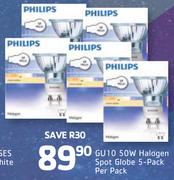 Philips GU10 50W Halogen Spot Globe-5's Per Pack