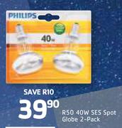 Philips R50 40W SES Spot Globe-2-Pack