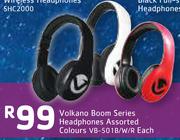 Volkano Boom Series Headphones Assorted Colours VB-501B/W/R-Each