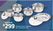 12-Piece Stainless Steel Cookware Set-Per Set