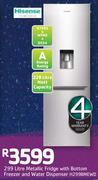 Hisense 299Ltr Metallic Fridge With Bottom Freezer & Water Dispenser H299BMEWD
