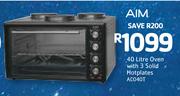 AIM 40ltr Oven With 3 Solid Hotplates ACO40T