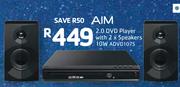 Aim 2.0 DVD Player With 2 x Speakers 10W ADVD107S