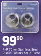 PnP 70mm Stainless Steel Discus Padlock Set 2 Piece
