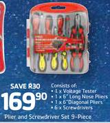 Plier And Screwdriver Set 9 Piece