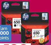 HP Black Or Tricolour Ink Cartridge 650-Each