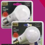 PnP 7W ES Or BC Warm White Or Cool White LED Globe-Each