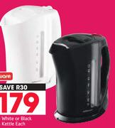 Mellerware 1.7Ltr White or Black Cordless Kettle-Each
