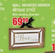 Wall-Mounted Mirror Antique Style With Wording