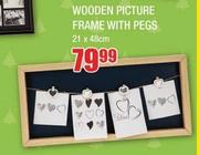 Wooden Picture Frame With Pegs 21 x 48cm