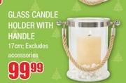 Glass Candle Holder With Handle 17cm