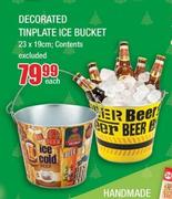 Decorated Tinplate Ice Bucket 23 x 19cm (Contents Excluded)-Each