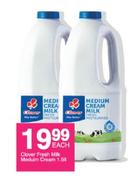 Clover Fresh Milk Medium Cream-1.5Ltr Each