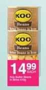 Koo Butter Beans In Brine-410g Each