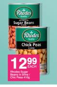 Rhodes Sugar Beans In Brine/Chick Peas-410g Each