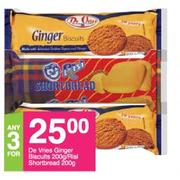 De Vries Ginger Biscuits-200g/Risi Short Bread-200g-For 3