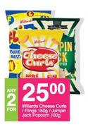 Willards Cheese Curls/ Fings 150g/ Jumpin Jack Popcorn 100g-For Any 2 