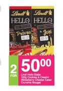Lindt Hello Slabs 100g Cookies & Cream/ Strawberry Cheese Cake/ Crunchie Nouget-For 2